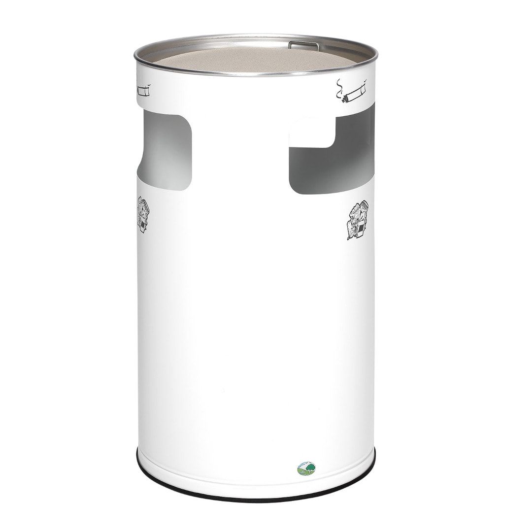 Abfallsammler mit Ascher - rund - Volumen 69 l - 760 x 420 x 420 mm (HxBxT) - Antik silber