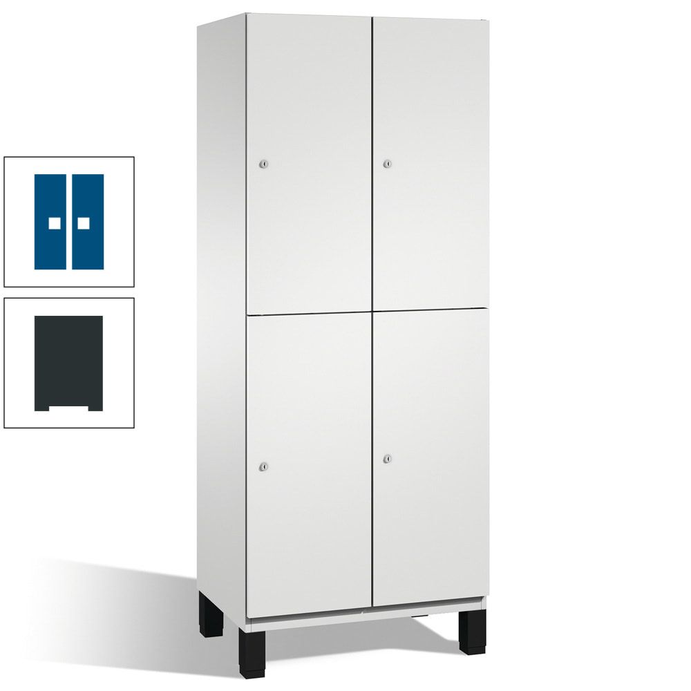 Fächerschrank, Stahlschrank, doppelstöckig, 4 Fächer, Füße, Korpus anthrazitgrau, Tür anthrazitgrau, 1.980 x 600 x 525 mm (HxBxT)