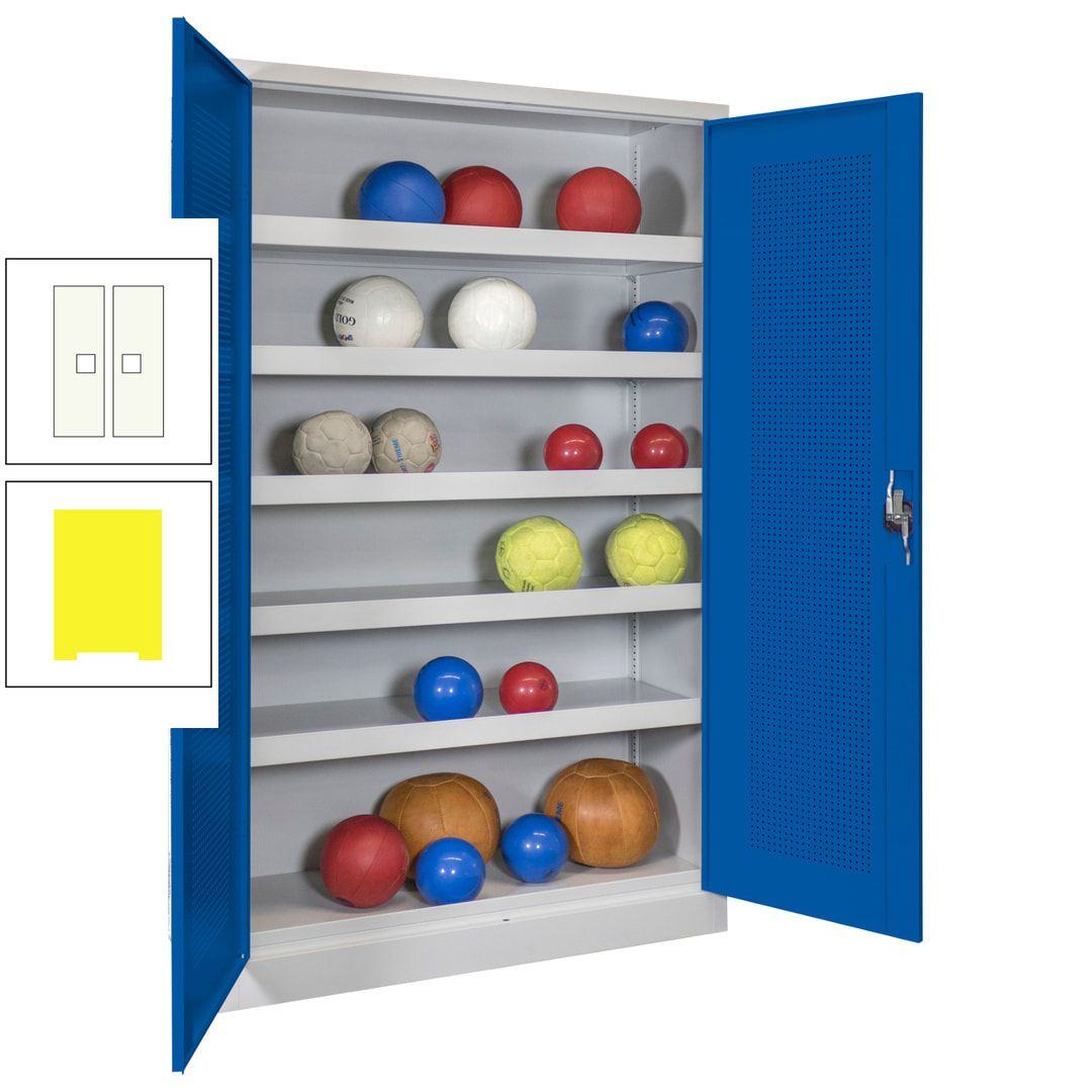 Ballschrank - Lochfeldtüren - 5 Böden - 1.950x1.200x500 mm (HxBxT) - anthrazitgrau