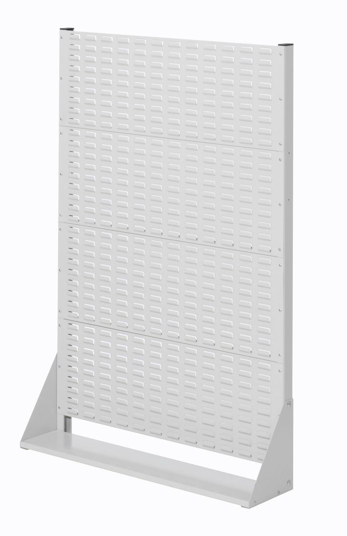 Stationäre Regalwand - Schlitzwand für Sichtlagerkästen - einseitig - mit 54 Kästen bestückt - 1.450 x 1.000 x 240 mm (HxBxT)