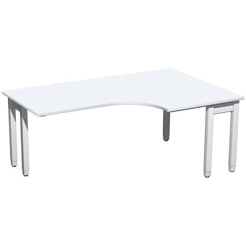Eckschreibtisch, Eckteil 800 mm, rechts, einseitig verkürzt, 4-Fuß Quadrat Pro, höhenverstellbar, 680-800 x 1.600 x 1.200 mm (HxBxT), Dekor Ahorn
