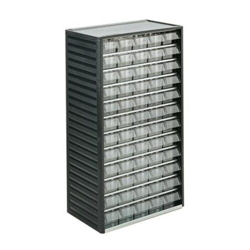 Kleinteilemagazin, 550 x 310 x 180 mm (HxBxT), Gehäuse anthrazitgrau, Schubladen glasklar, 24 Schubladen, Größe 92 x 59 mm (BxH)