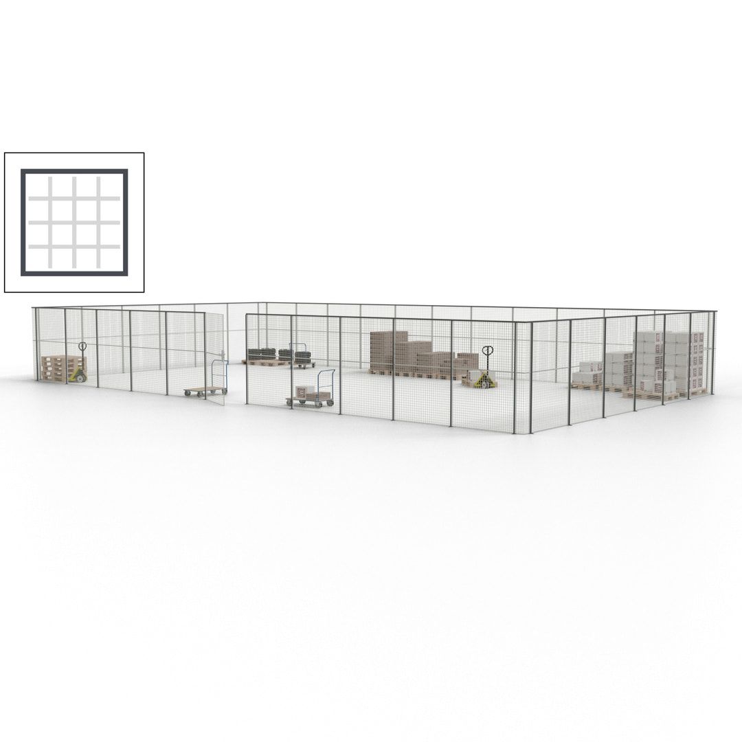 Maschinen Schutzgitter - Hallentrennwand - Sicherheitszaun - Tür - 51 m - 2.200 x 16.900 x 9.400 mm (HxBxT) - enzianblau