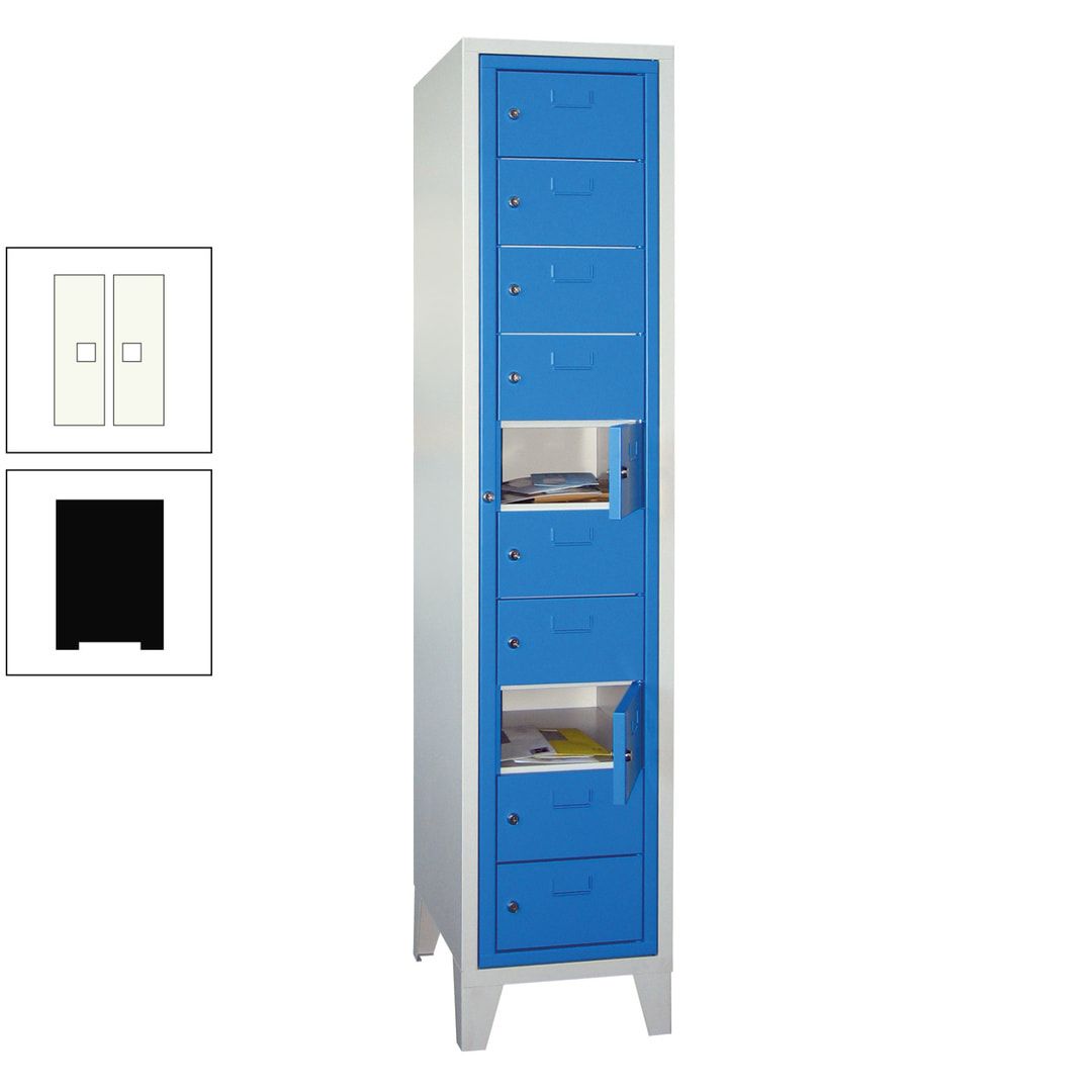 Schließfachschrank - Wäscheausgabeschrank - 10 Fächer a 315 mm - 1.850x400x500 mm (HxBxT) - Füße - Zylinderschloss - anthrazitgrau