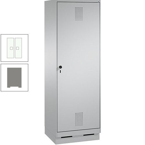 Doppel-Spind, Garderobenschrank, 1 Tür für 2 Abteile a 300 mm, Korpus anthrazitgrau, Türen anthrazitgrau, 1.800 x 600 x 500 mm (HxBxT)