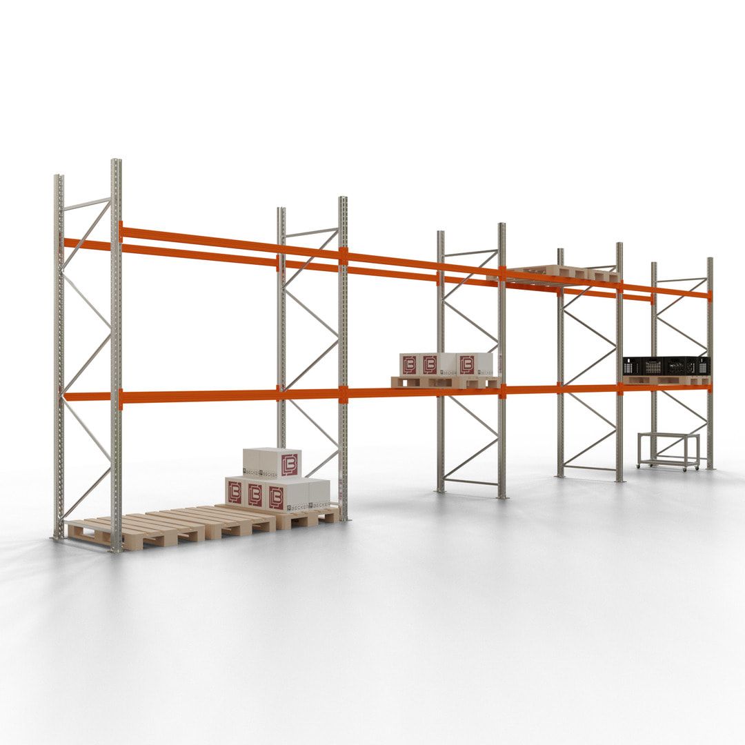Palettenregal - 1,5 t - 2,0 x 11,3 x 1,1 m - 4 Felder - Schwerlastregal VKfrei