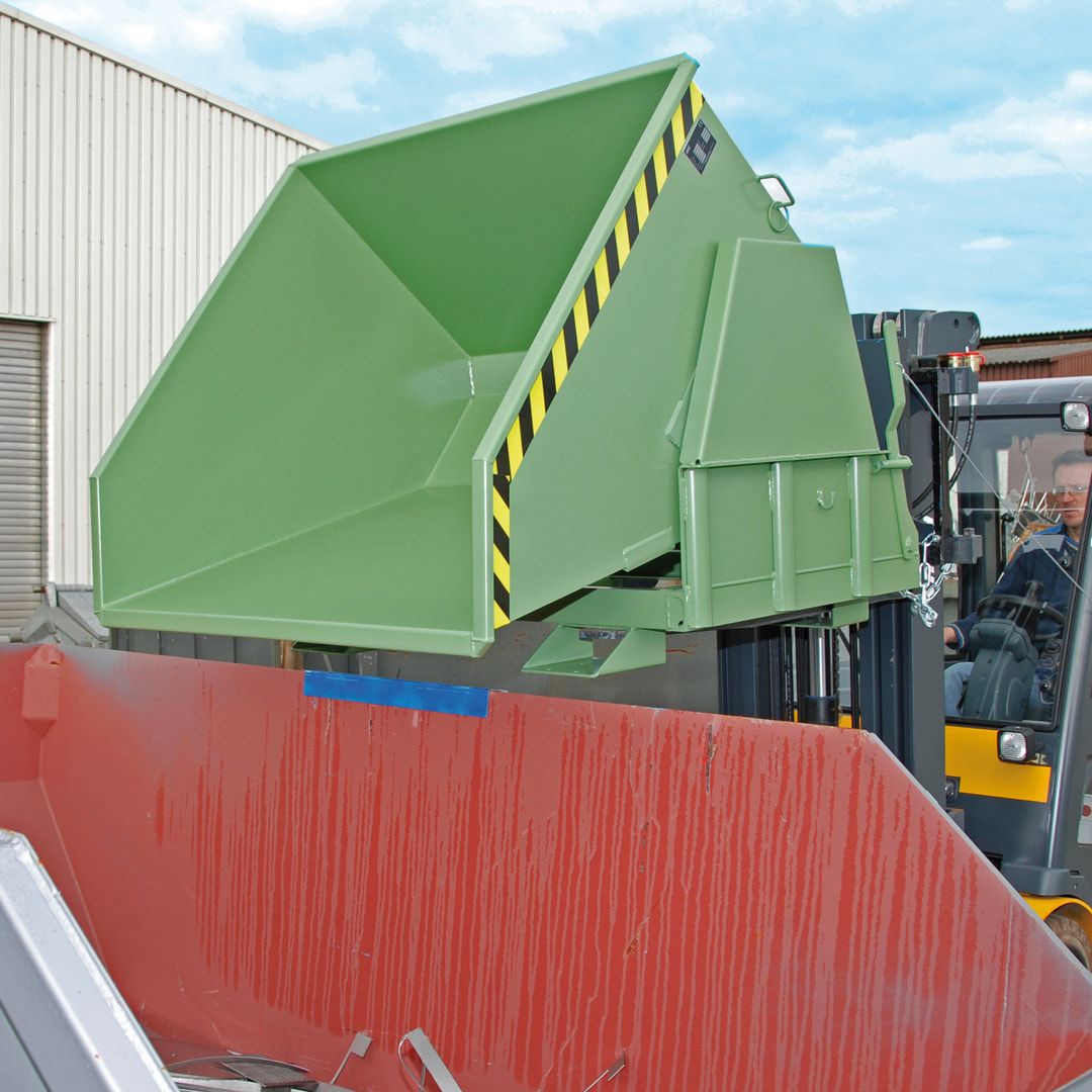 BAUER Kippbehälter - 1.000 l Volumen - 2.000 kg - Abrollmechanismus - feuerrot