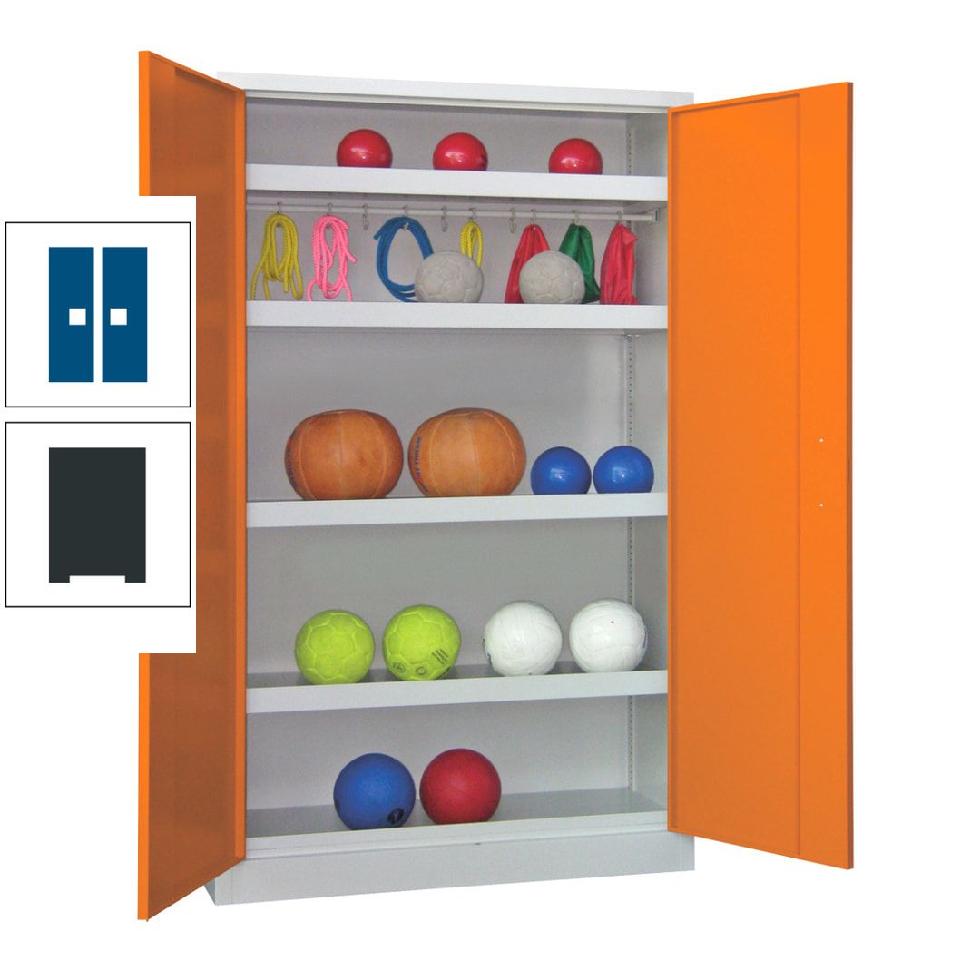 Ballschrank - Vollblechtüren - 4 Böden - 1 Hakenleiste - 1.950x1.200x500 mm (HxBxT) - anthrazitgrau