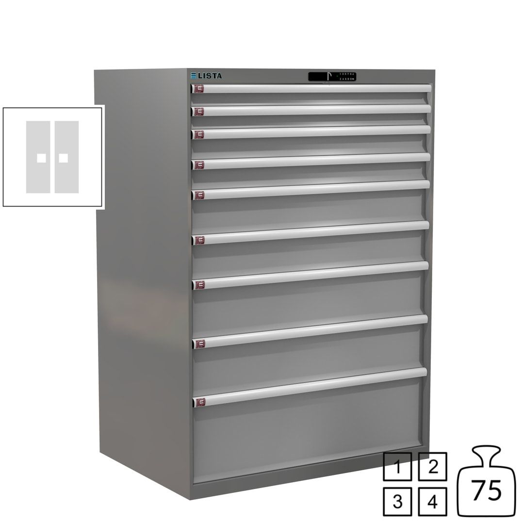 Lista Schubladenschrank - 12.550.010 - 1.450x1.023x725 mm (HxBxT) - 9 Schubladen - 200 kg - Key Lock - lichtblau (RAL 5012)