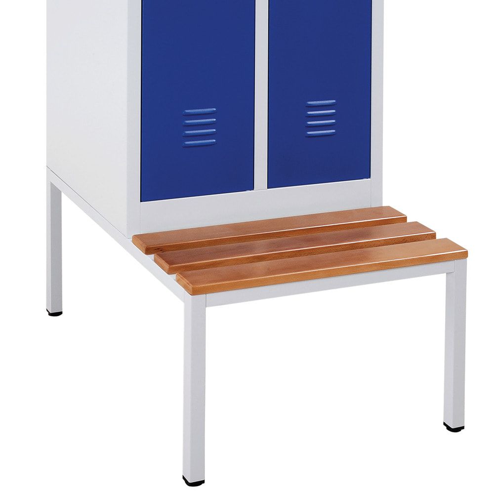 Untergestell, Sitzbank, Garderobenuntergestell, 400 x 885 x 800 mm (HxBxT), Gestellfarbe: lichtgrau, Sitzleisten: Buche