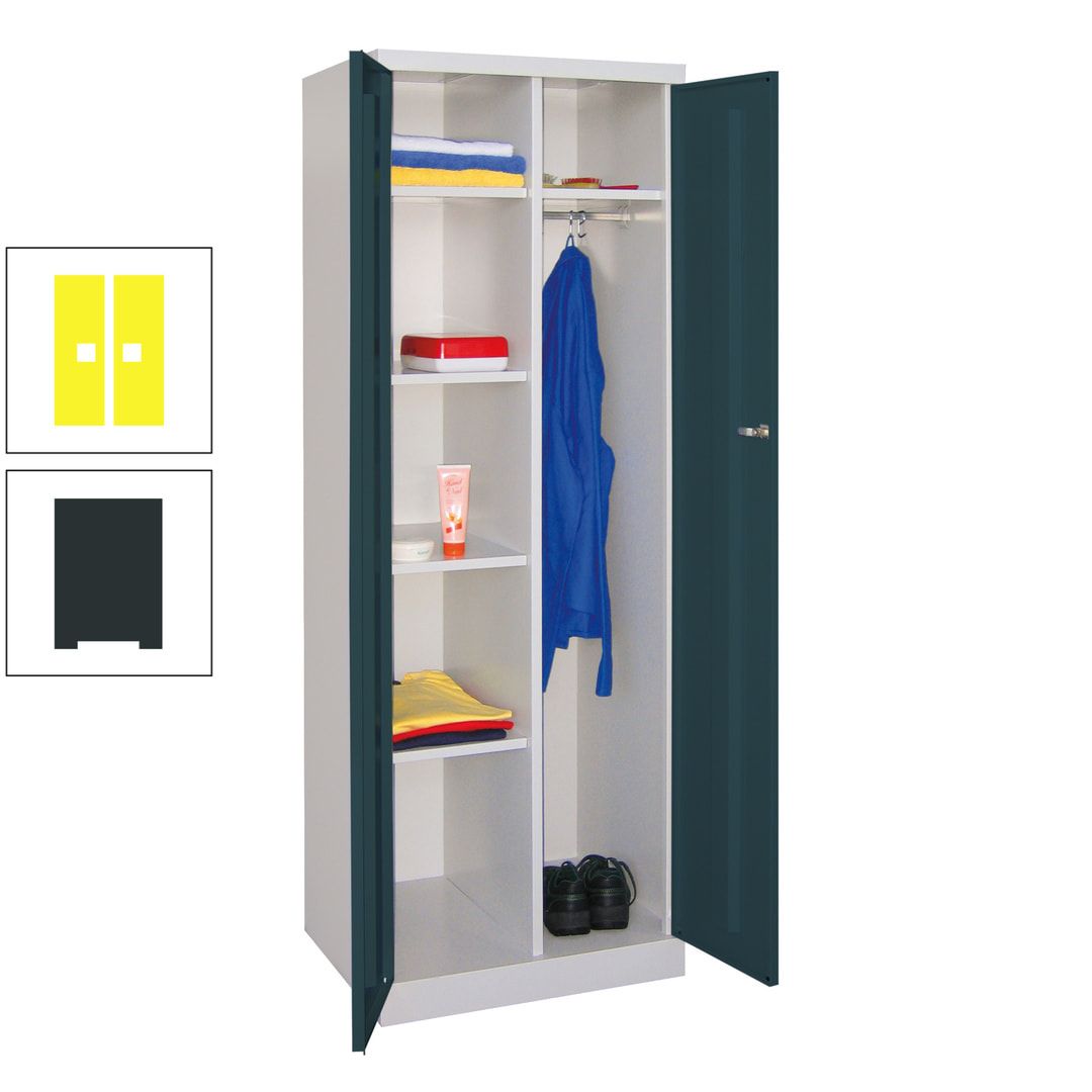 Kleiderschrank mit Sockel - Spind - 1 Abteil mit Trennwand - 1.800x600x500 mm (HxBxT) - Zylinderschloss - anthrazitgrau