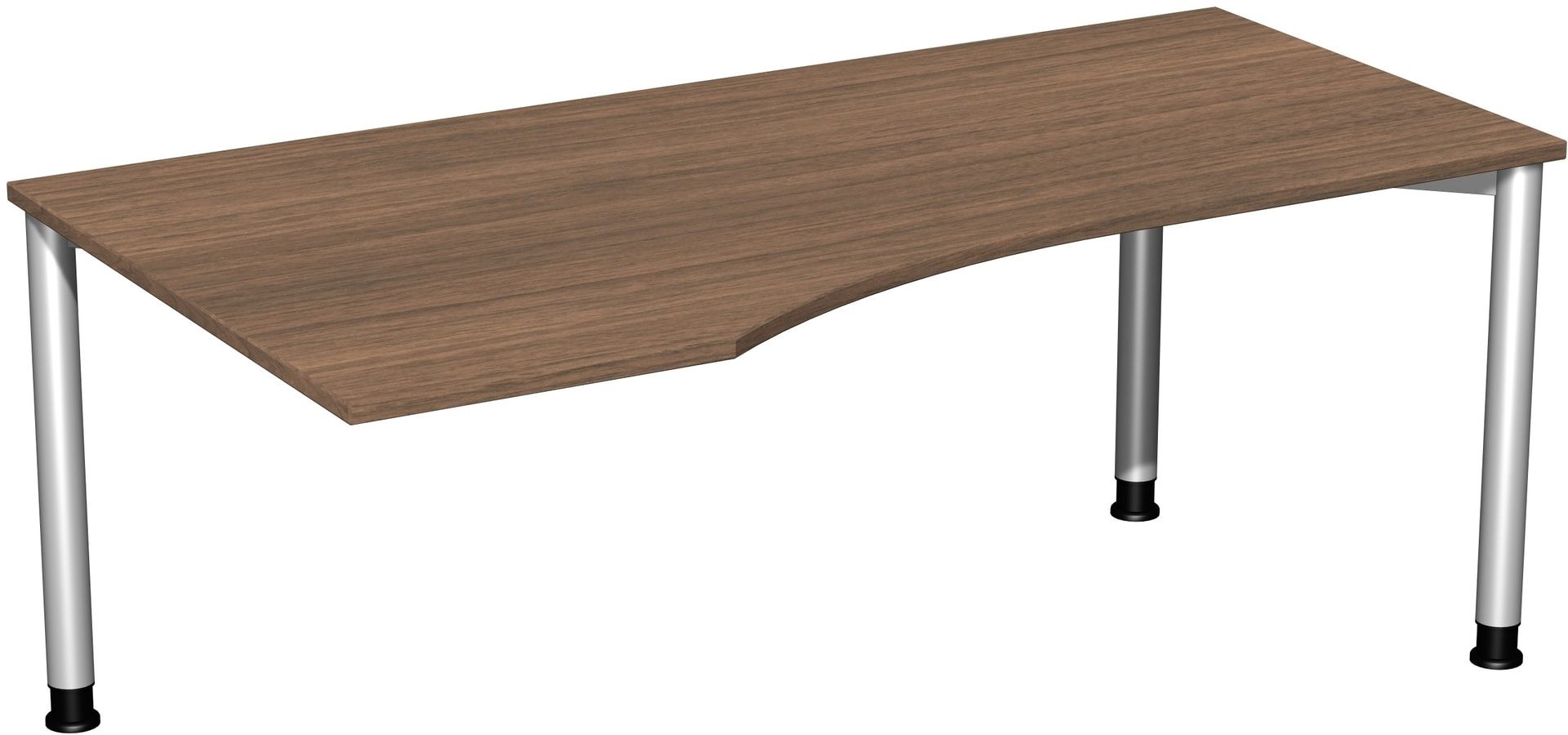 Eckschreibtisch mit einseitig verkürzten Füßen, 4-Fuß Flex, Ecke links, Höhe 680-800 mm, 1.600 x 1.000 mm (BxT), Gestell anthrazit, Ahorn