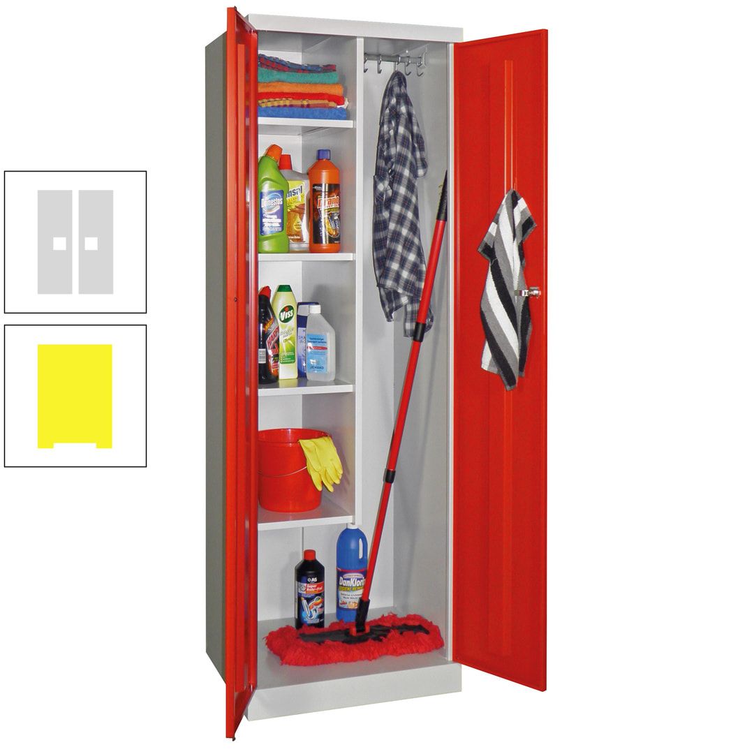 Putzschrank mit Sockel - 1 Abteil mit Trennwand - 1.800x600x500 mm (HxBxT) - Zylinderschloss - anthrazitgrau