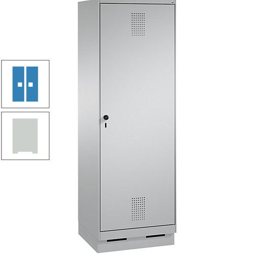 Doppel-Spind, Garderobenschrank, 1 Tür für 2 Abteile a 300 mm, Korpus anthrazitgrau, Türen anthrazitgrau, 1.800 x 600 x 500 mm (HxBxT)