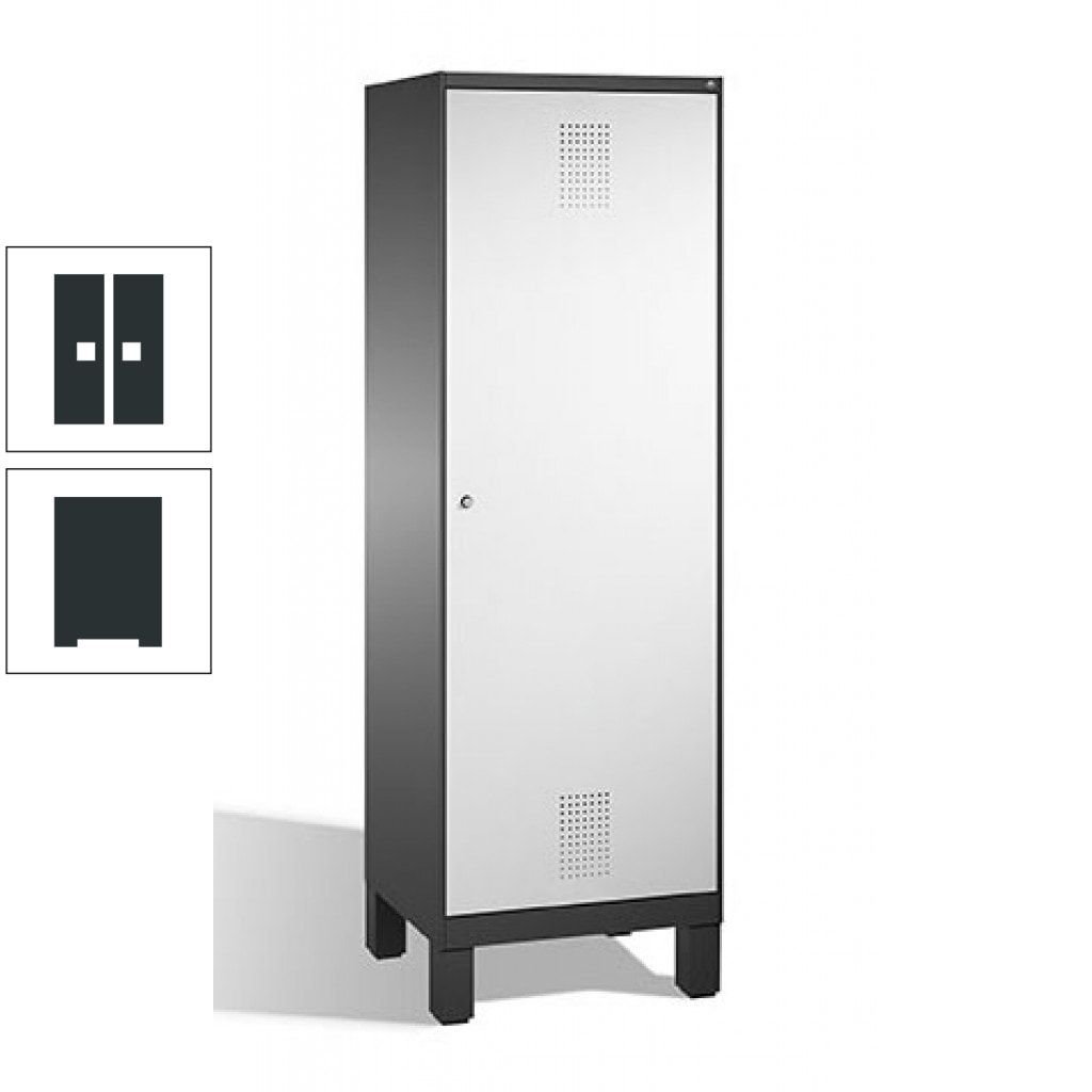 Doppel-Spind, Garderobenschrank, 1 Tür für 2 Abteile a 300 mm, Korpus anthrazitgrau, Türen anthrazitgrau, 1.850 x 600 x 500 mm (HxBxT)