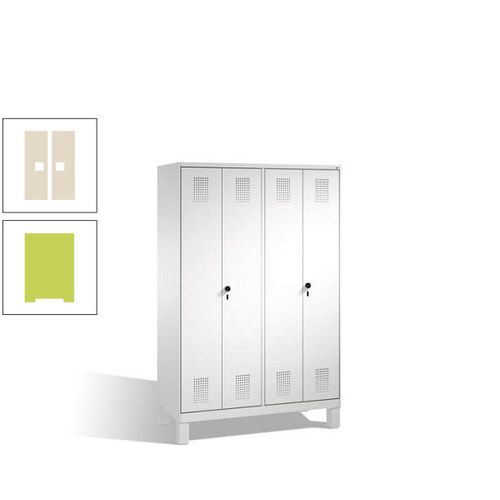 Doppel-Spind, Doppeltüren, Garderobenschrank mit Füßen, 4 Abteile a 300 mm, Korpus anthrazitgrau, Tür anthrazitgrau, 1.850 x 1.200 x 500 mm (HxBxT)