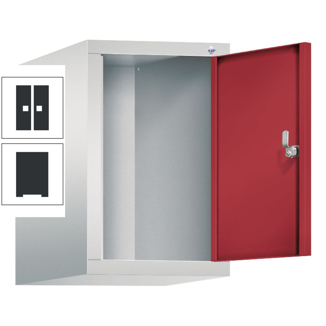 Aufsatzschrank für Spinde, Schließfachschränke und Stahlschränke, 1 Abteil, Korpus anthrazitgrau, Türe anthrazitgrau, 500 x 320 x 500 mm (HxBxT)