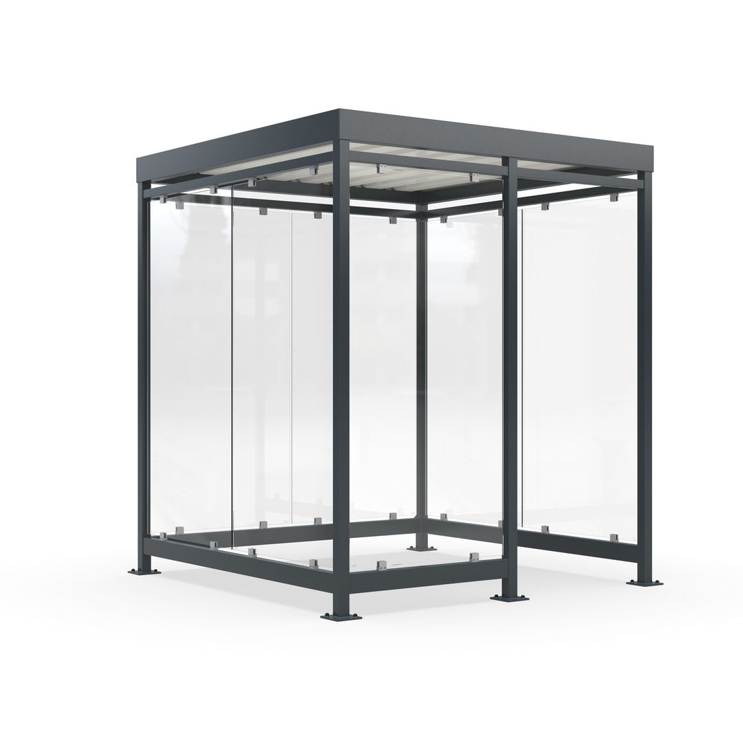 Raucherunterstand, Bushaltestelle, 7 Wände, 6-7 Personen, 2.510 x 2.165 x 2.165 mm (HxBxT), Farbe Achatgrau