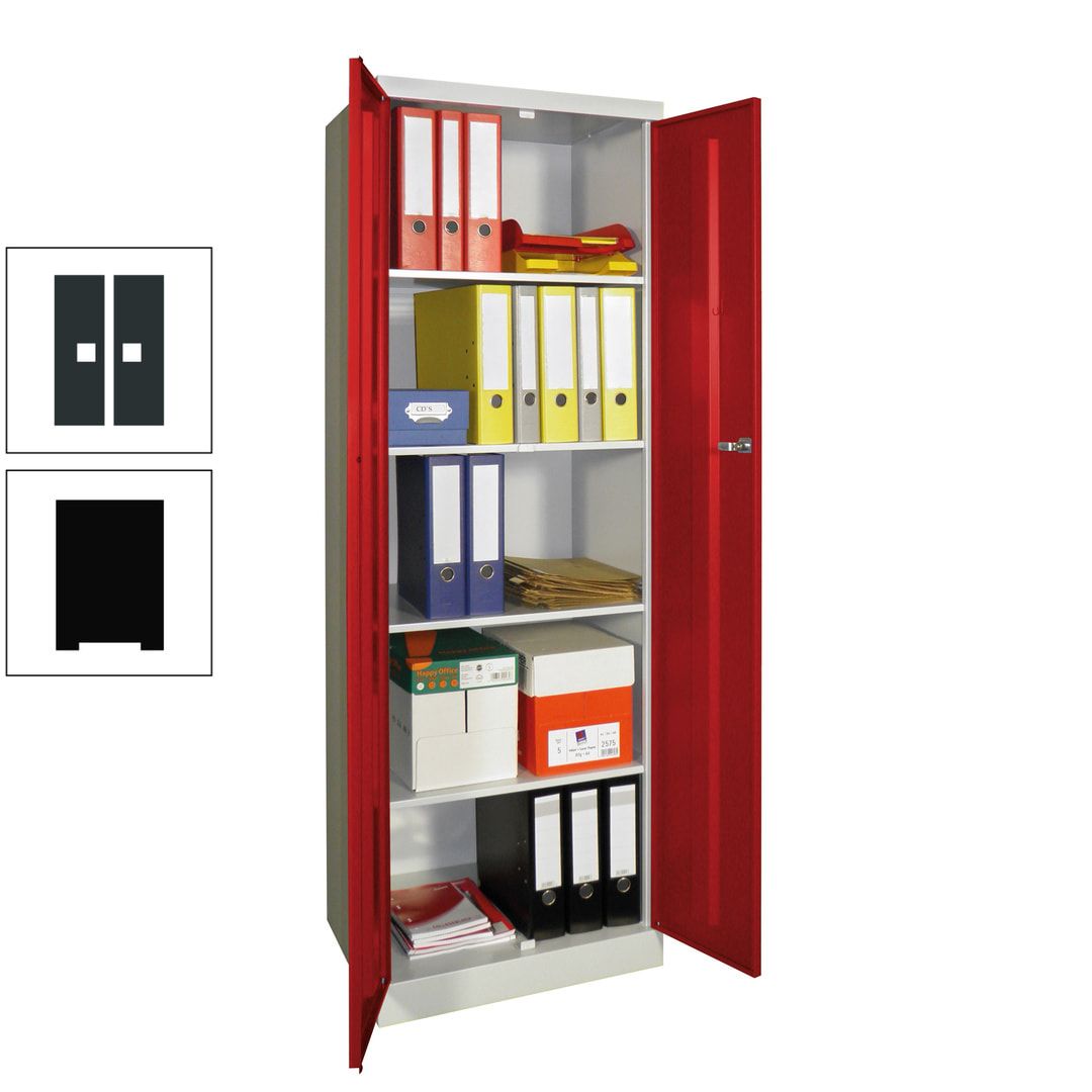 Aktenschrank - Sockel - 4 Böden - 1.800x600x500 mm (HxBxT) - Zylinderschloss - anthrazitgrau