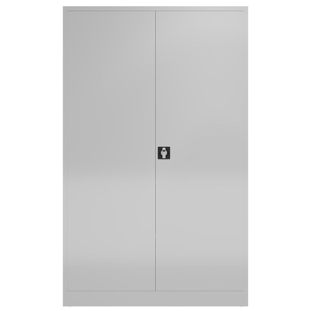 Aktenschrank, Büroschrank, abschließbar, Flügeltüren, 4 Fachböden, 1.945 x 1.200 x 420 mm (HxBxT), Stahl, Korpus und Türen lichtgrau