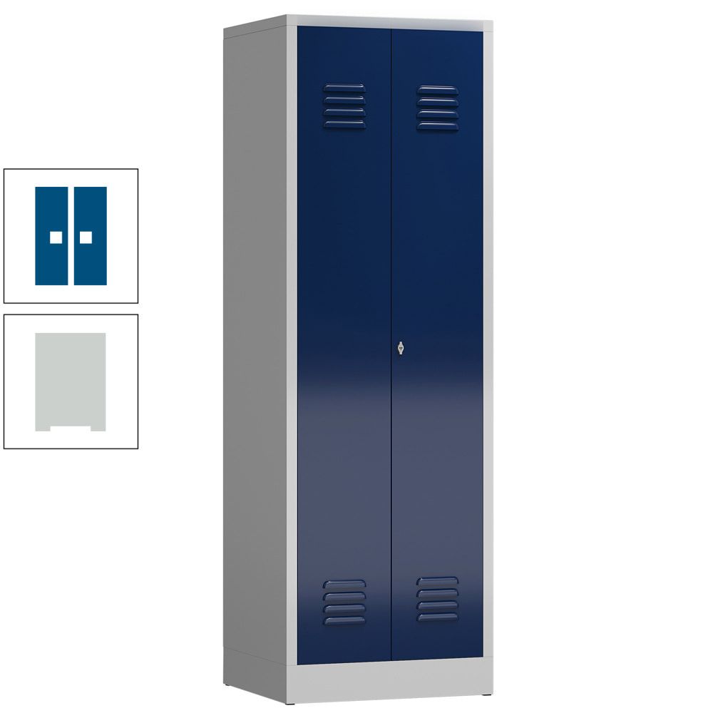 Mehrzweckschrank, Garderobenschrank, 2 Abteile, 6 Fächer, 1.800 x 590 x 500 mm (HxBxT), Drehriegel, Stahl, Korpus: lichtgrau, Front: anthrazitgrau