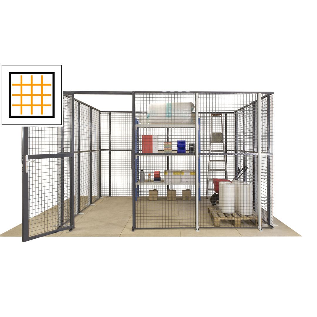 Maschinen Schutzgitter - Hallentrennwand - Sicherheitszaun - Tür - 72 m - 2.200 x 21.400 x 15.400 mm (HxBxT) - enzianblau