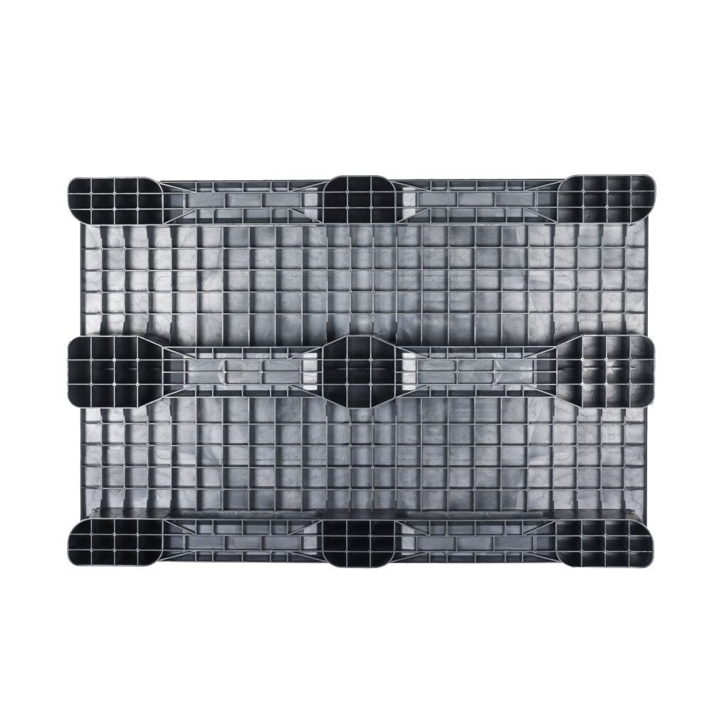 Kunststoff Palette - Polyethylen (PE-RE) - Eisenverstärkung - Traglast 2.500 kg - 155 x 800 x 1.200 mm (HxBxT) - grau