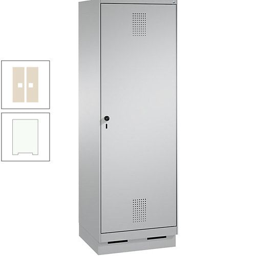 Doppel-Spind, Garderobenschrank, 1 Tür für 2 Abteile a 300 mm, Korpus anthrazitgrau, Türen anthrazitgrau, 1.800 x 600 x 500 mm (HxBxT)