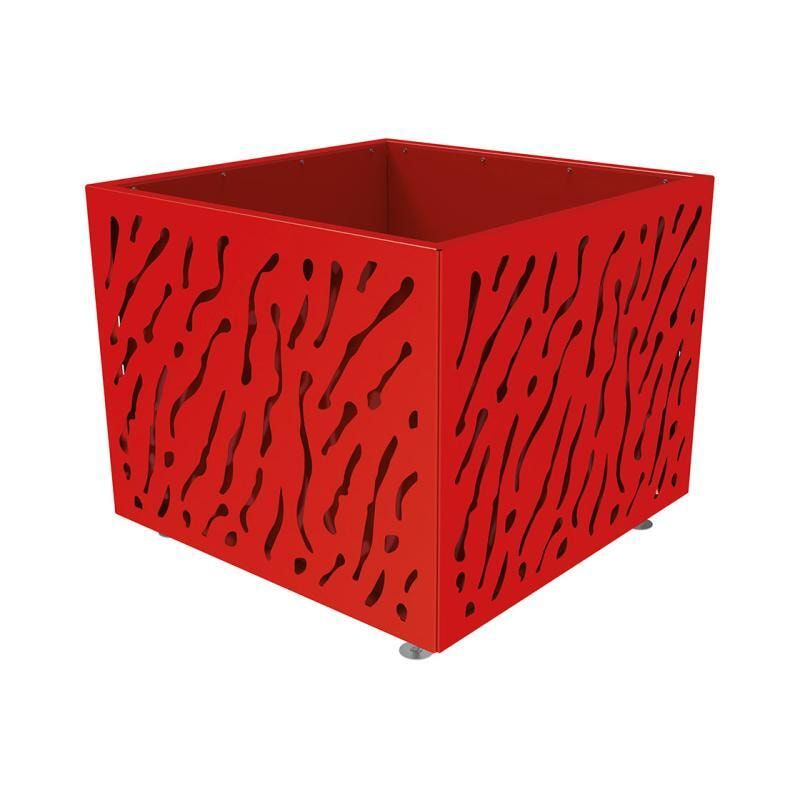 Pflanzbehälter, Stahl, vormontiert, zweifarbig, verstellbare Füße, Innen feuerverzinkt, Verladungsgriffe, 960 x 1.145 x 1.145 mm (HxBxT), enzianblau