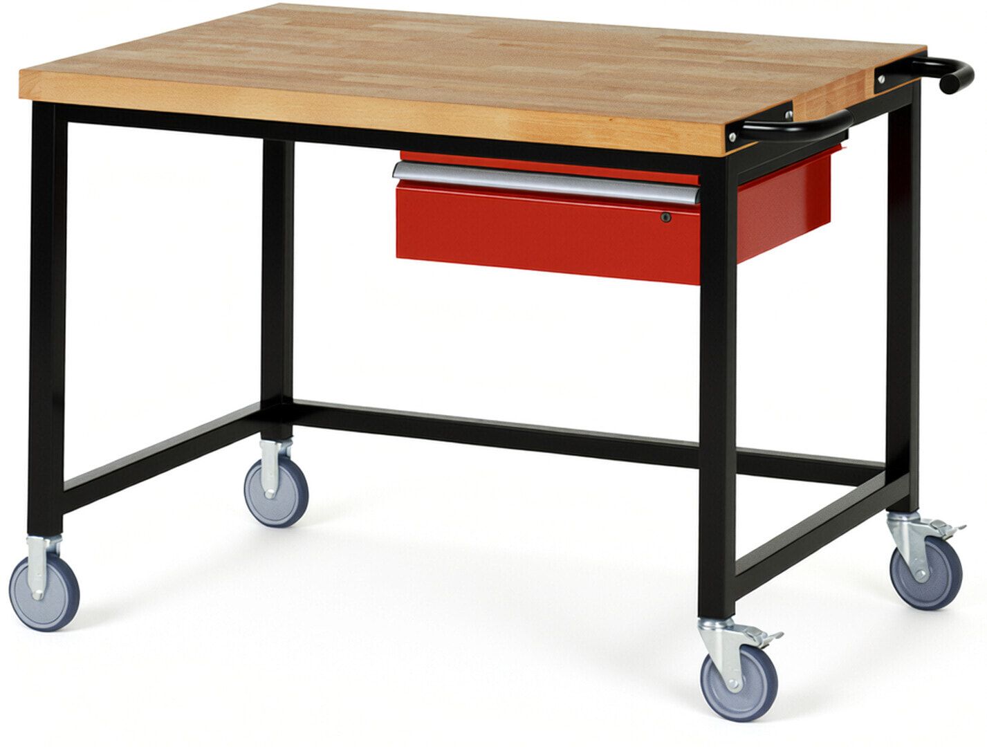 Mobile Werkbank mit 1 Schublade - 150:1 - höhenverstellbar 880-1.080 mm - 1.250 x 900 mm (BxT) - 450 kg - Buche - Anthrazitgrau