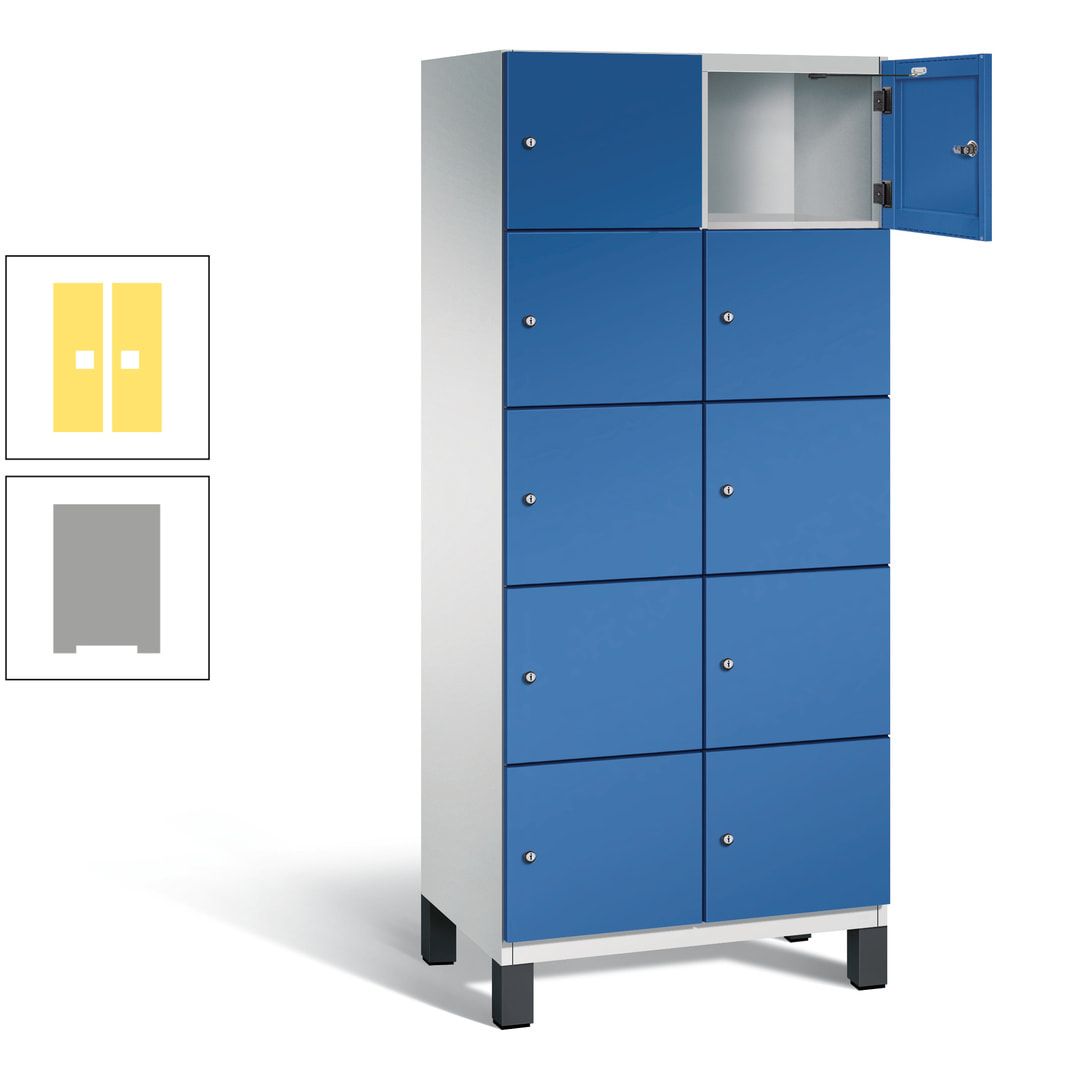Fächerschrank, Stahlschrank, 10 Fächer, Türöffnungsbegrenzer, Füße, 1.980 x 800 x 525 mm (HxBxT), Korpus anthrazitgrau, Front anthrazitgrau