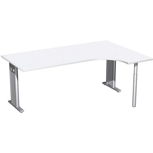 Eckschreibtisch, Ecke rechts, Füße einseitig verkürzt, C-Fuß Pro, 720 x 1.600 x 1.200 mm (HxBxT), Gestell silber, Dekor Ahorn