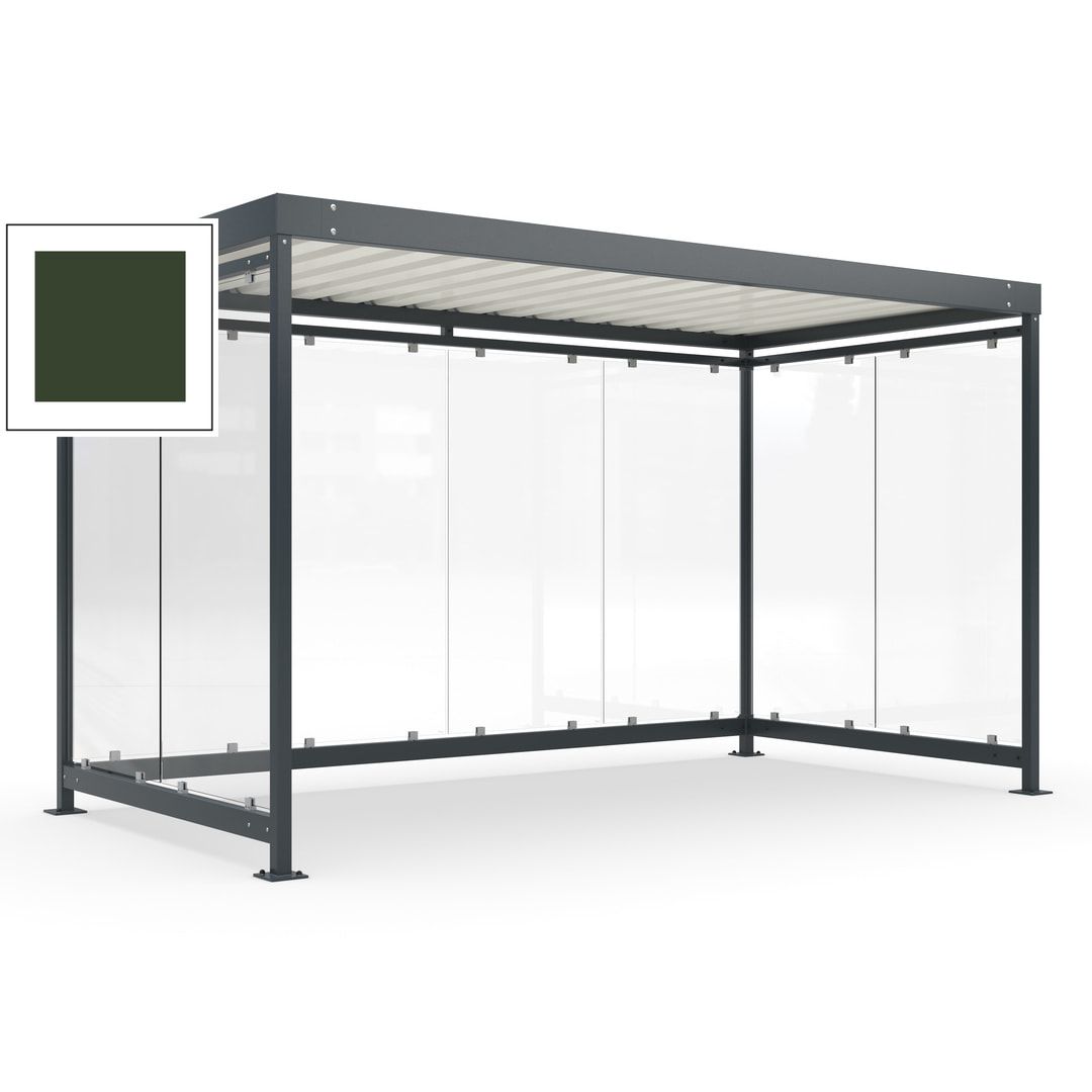 Fahrradunterstand, Fahrgastunterstand, Bushaltestelle, Bausatz, 12-13 Personen, 2.510 x 4.195 x 2.165 mm (HxBxT), 8 Wände, Achatgrau