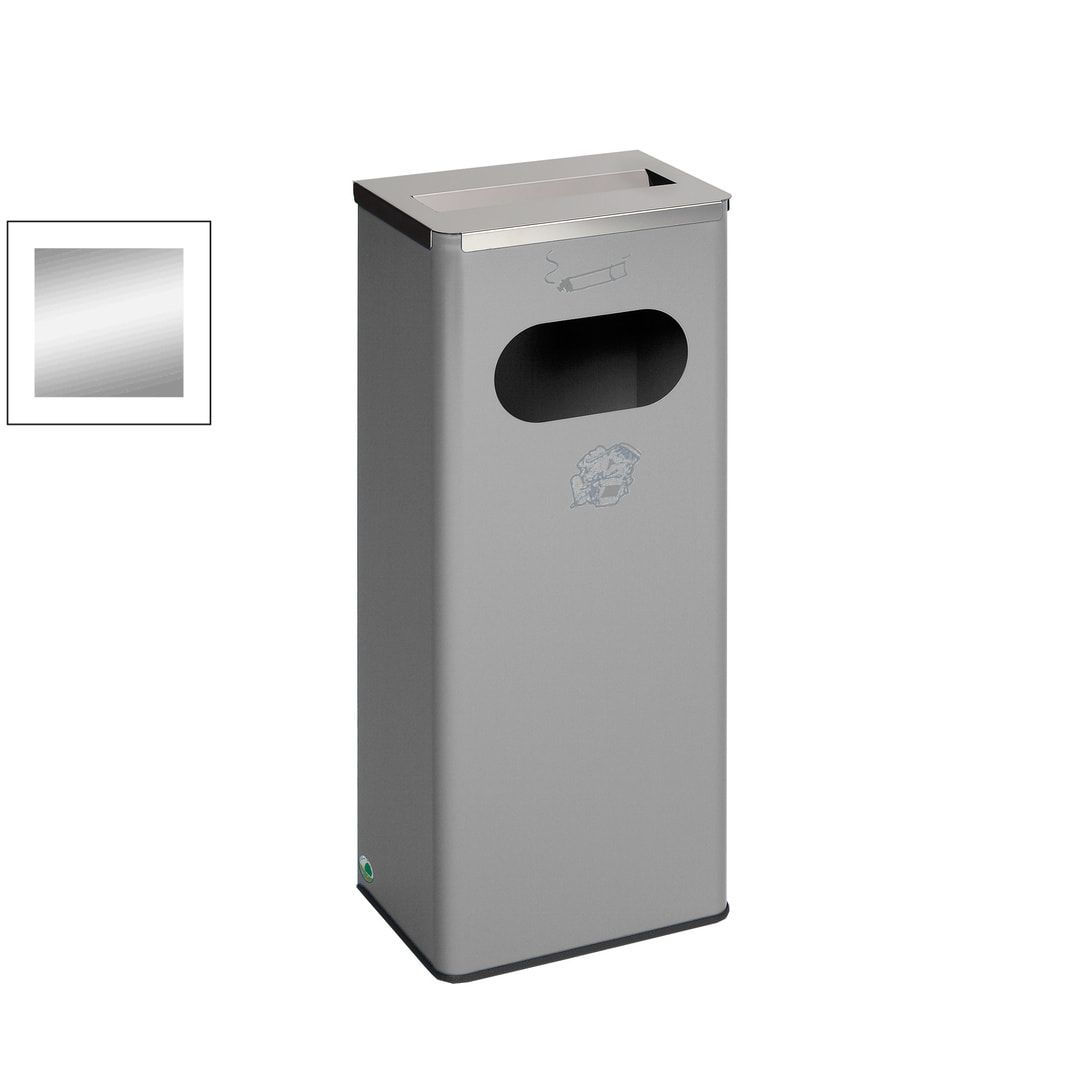 Ascher-Abfallsammler - Volumen 32 l - 760 x 310 x 220 mm (HxBxT) - Antik-silber, Struktur