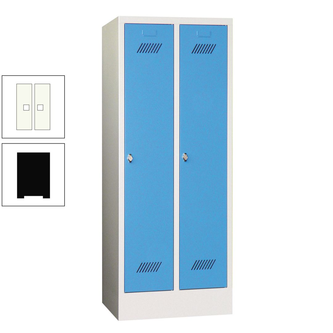 Spindschrank f. Schulen - mit Sockel - Höhe 1.600 mm - 2 Abteile a 300 mm - Drehriegel - anthrazitgrau