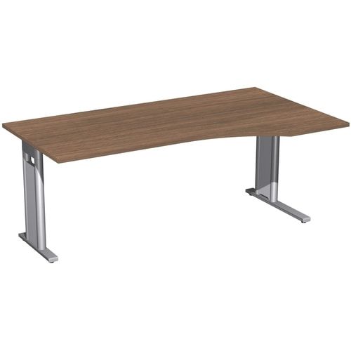 Eckschreibtisch, Ecke rechts, Füße einseitig verkürzt, C-Fuß Pro, 720 x 1.600 x 1.000 mm (HxBxT), Gestell silber, Dekor Ahorn