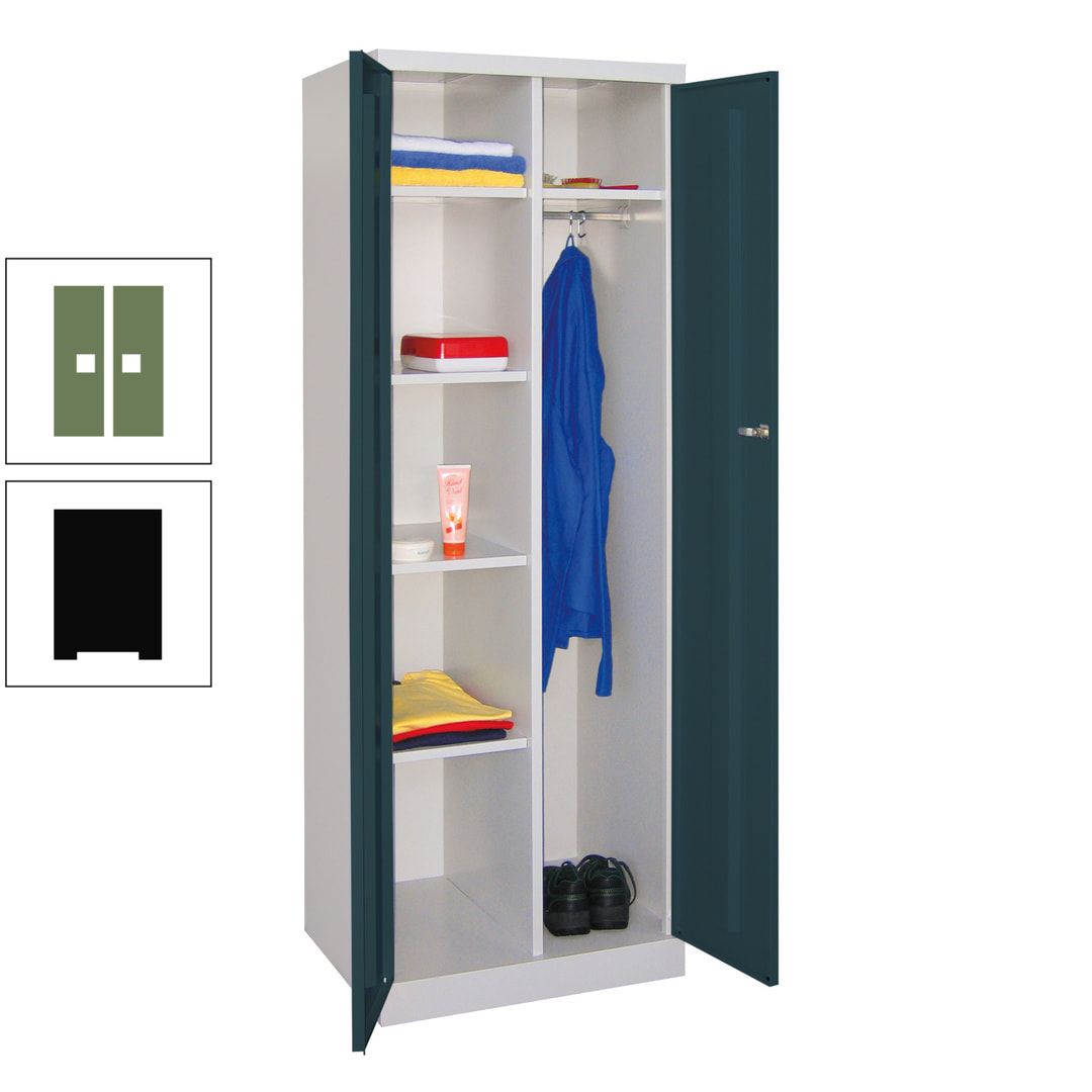 Kleiderschrank mit Sockel - Spind - 1 Abteil mit Trennwand - 1.800x600x500 mm (HxBxT) - Zylinderschloss - anthrazitgrau