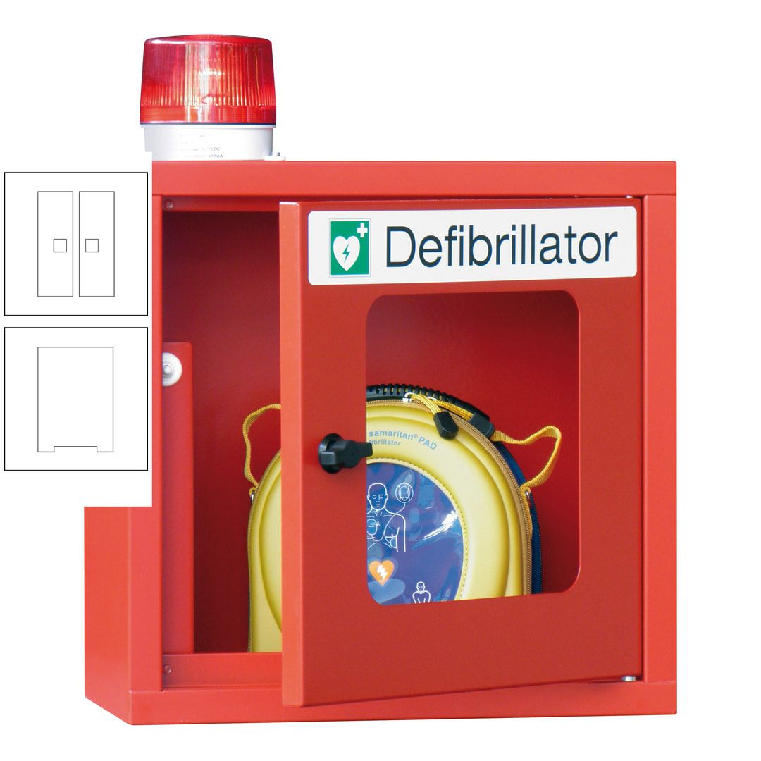 Defibrillatorenschrank mit akustischem und optischem Alarm - 490 x 400 x 200 mm (HxBxT) - Sichtfenster - anthrazitgrau