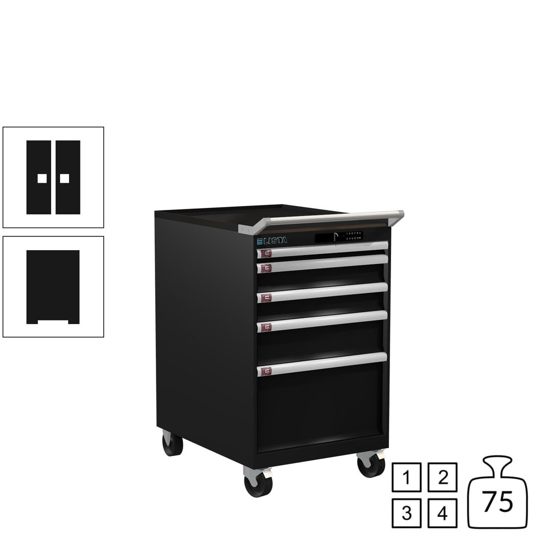 Lista Schubladenschrank - 14.374.010 - 990 x 564 x 725 mm (HxBxT) - 5 Schubladen - 75 kg - Key Lock - lichtblau (RAL 5012)