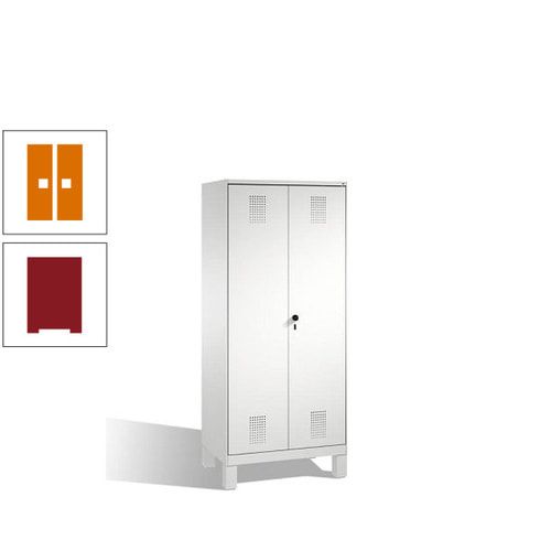 Doppel-Spind, Doppeltüren, Garderobenschrank mit Füßen, 2 Abteile a 400 mm, Korpus anthrazitgrau, Tür anthrazitgrau, 1.850 x 800 x 500 mm (HxBxT)