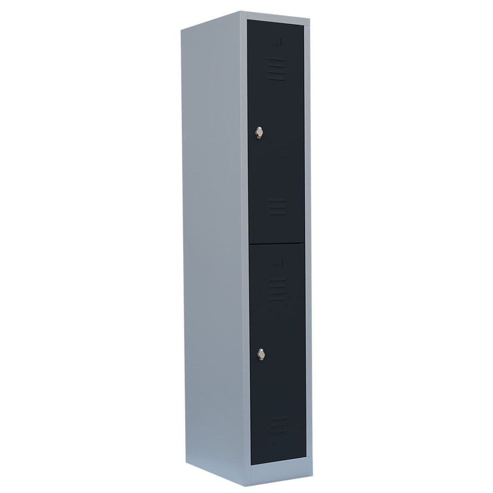 Garderobenschrank, Doppelstockspind, 1 Abteil, 2 Fächer, 1.800 x 315 x 500 mm (HxBxT), Stahl, Drehriegel, Korpus: lichtgrau, Front: anthrazitgrau