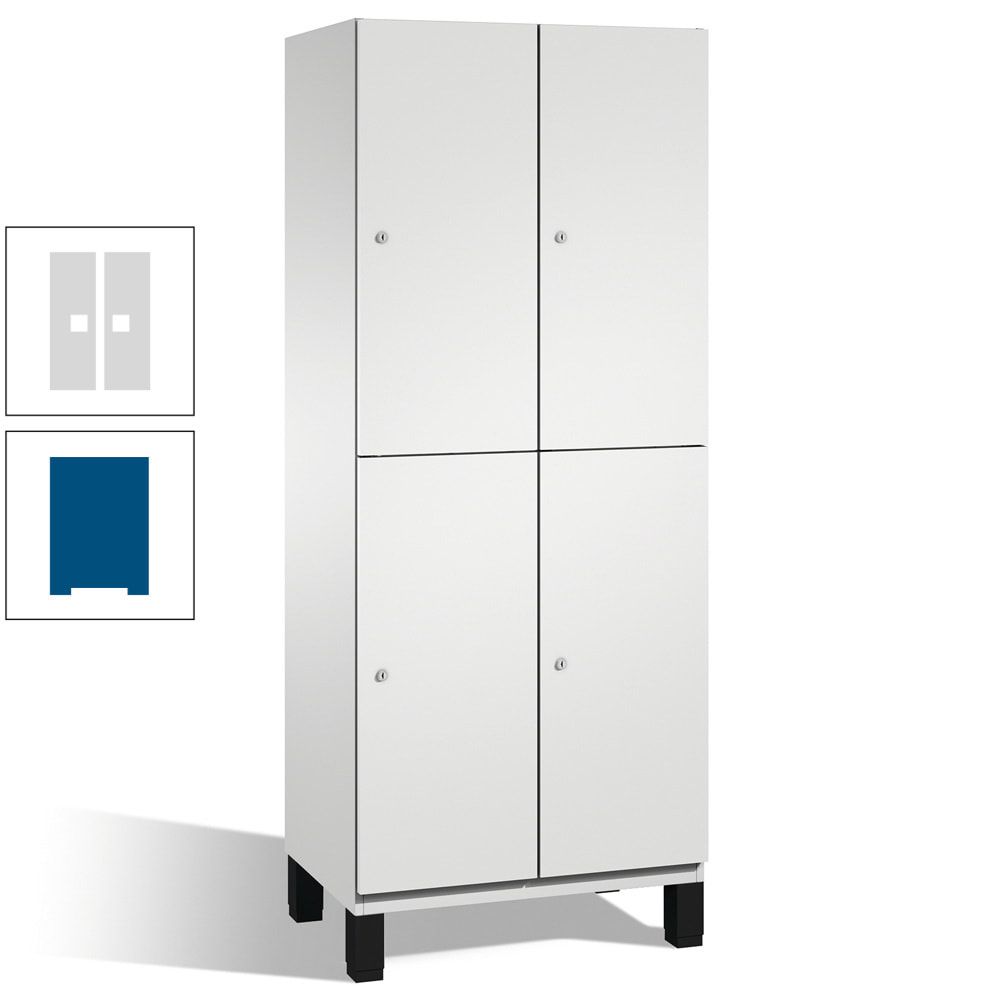 Fächerschrank, Stahlschrank, doppelstöckig, 4 Fächer, Füße, Korpus anthrazitgrau, Tür anthrazitgrau, 1.980 x 600 x 525 mm (HxBxT)