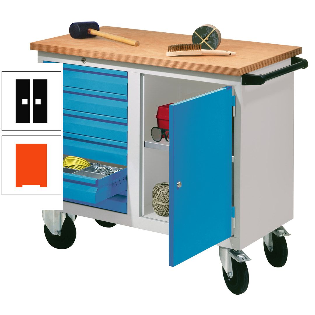 Mobile Werkbank - Werkstattwagen - 915 x 1.090 x 600 mm - 6 Schubladen und Schrankfach - anthrazitgrau