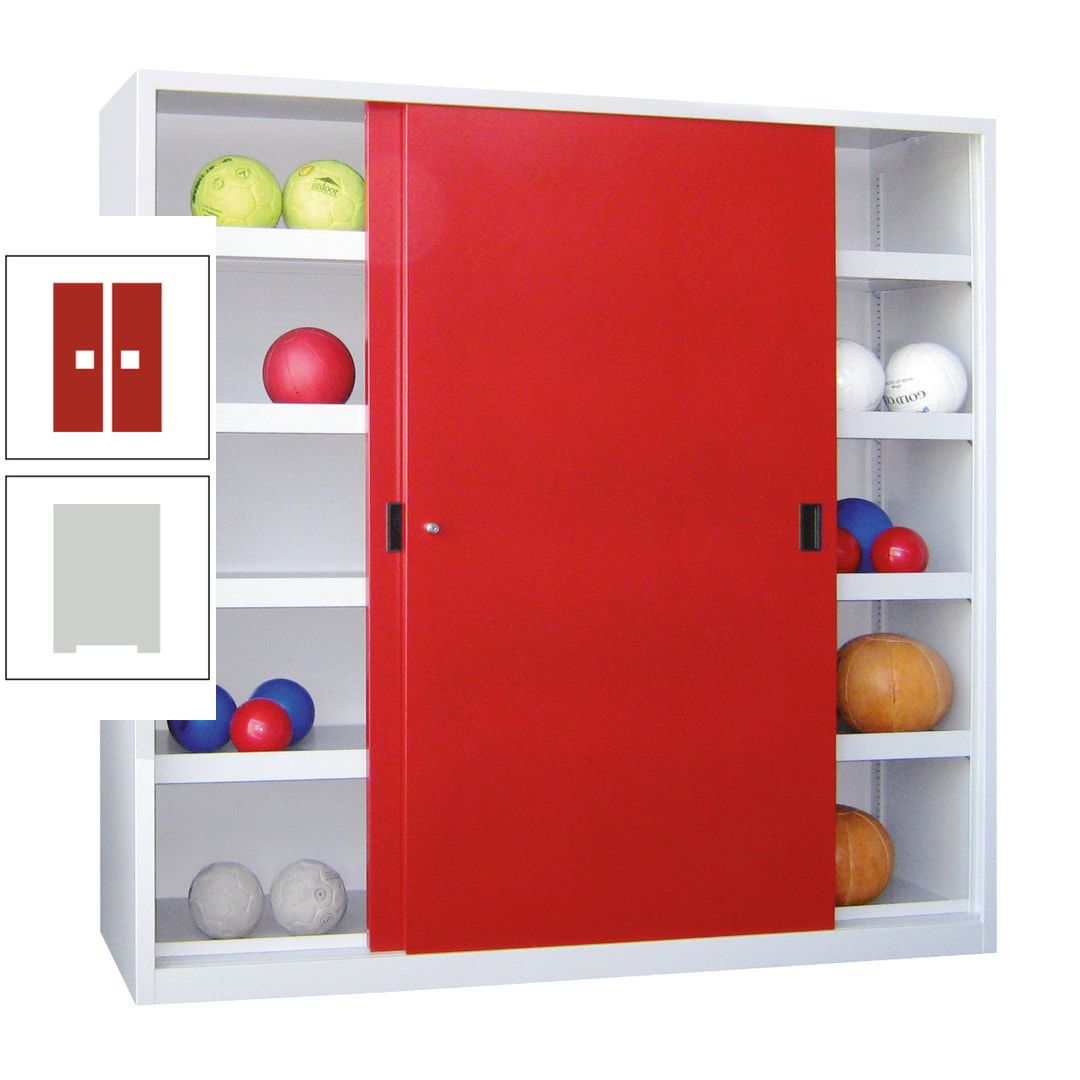 Ballschrank - Schiebetüren - Trennwand - 8 Böden - 1.950x1.500x600 mm (HxBxT) - anthrazitgrau