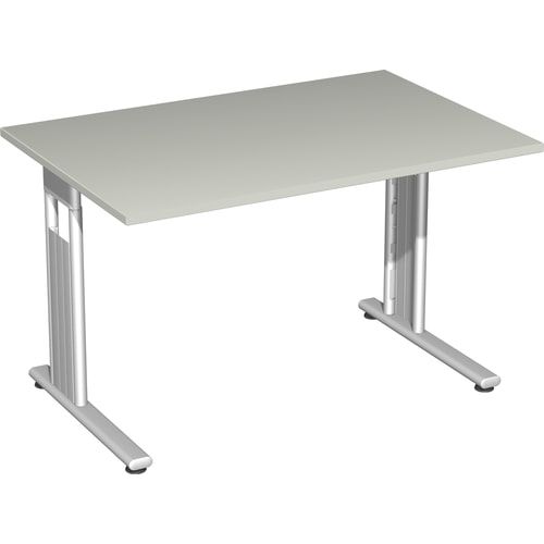 Schreibtisch mit einseitig verkürzt Füßen - C-Fuß Flex - Bürotisch - Konferenztisch - 720 x 1.200 x 800 mm (HxBxT) - Dekor Ahorn - Gestell silber