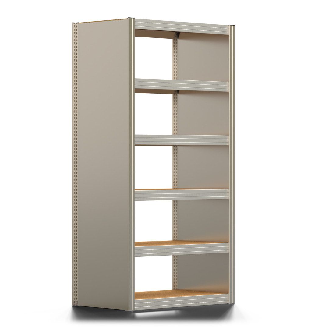 Archivregal mit Holzböden - Seitenwand - 6 Ebenen - 250 kg - 2.075 x 1.005 x 600 mm (HxBxT) - Anbauregal - verzinkt - Steckregal BERT