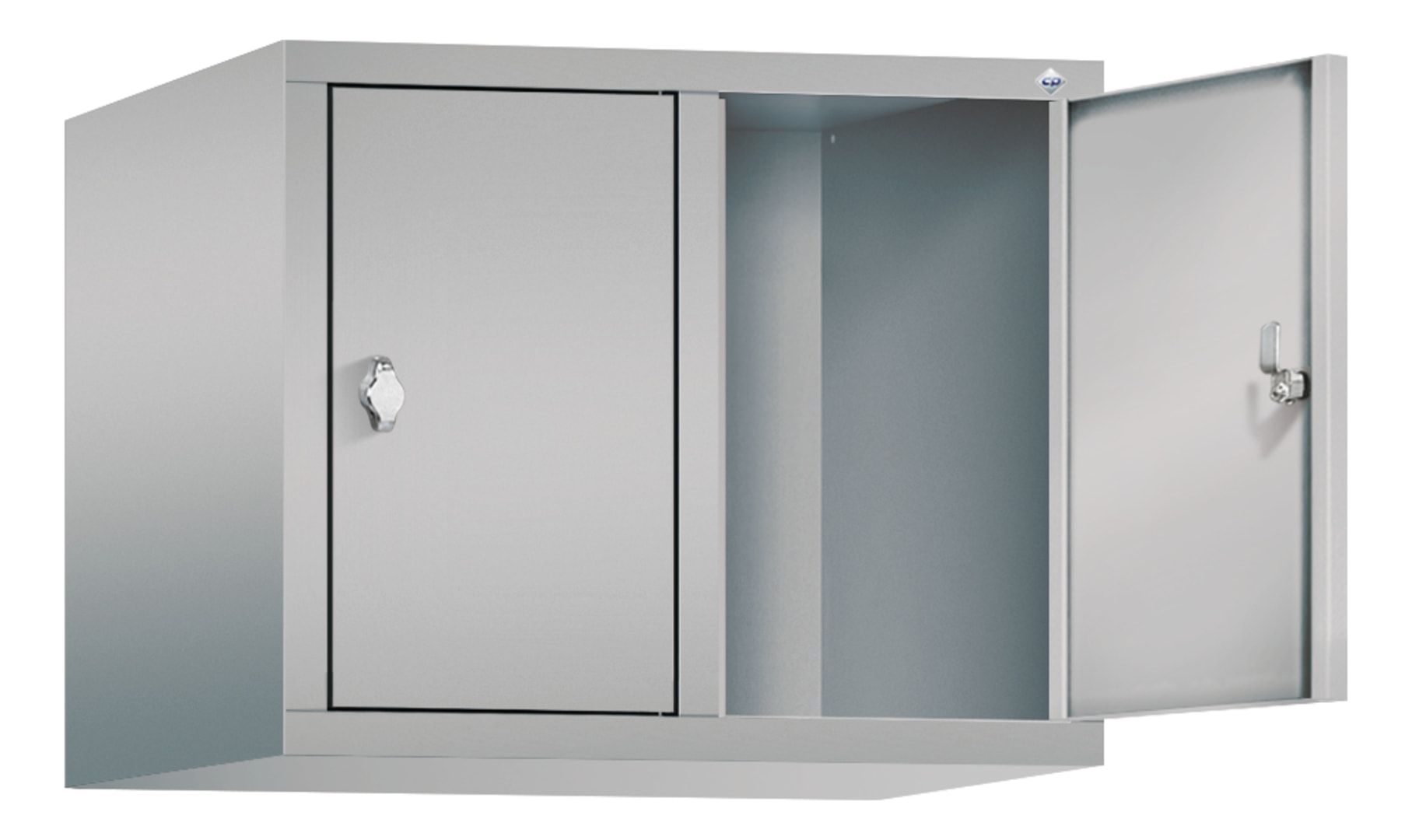 Aufsatzschrank für Spinde und Schließfachschränke, 2 Abteile, Korpus anthrazitgrau, Türen anthrazitgrau, 500 x 610 x 500 mm (HxBxT), Stahlschrank