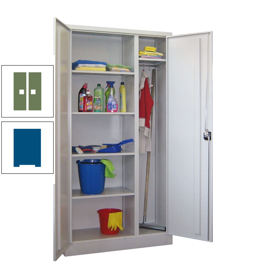Putzschrank mit Trennwand - 1.950x1.000x400 mm (HxBxT) - Böden pulverbeschichtet - anthrazitgrau