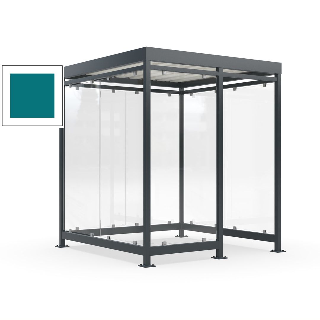 Raucherunterstand, Bushaltestelle, 7 Wände, 6-7 Personen, 2.510 x 2.165 x 2.165 mm (HxBxT), Farbe Achatgrau