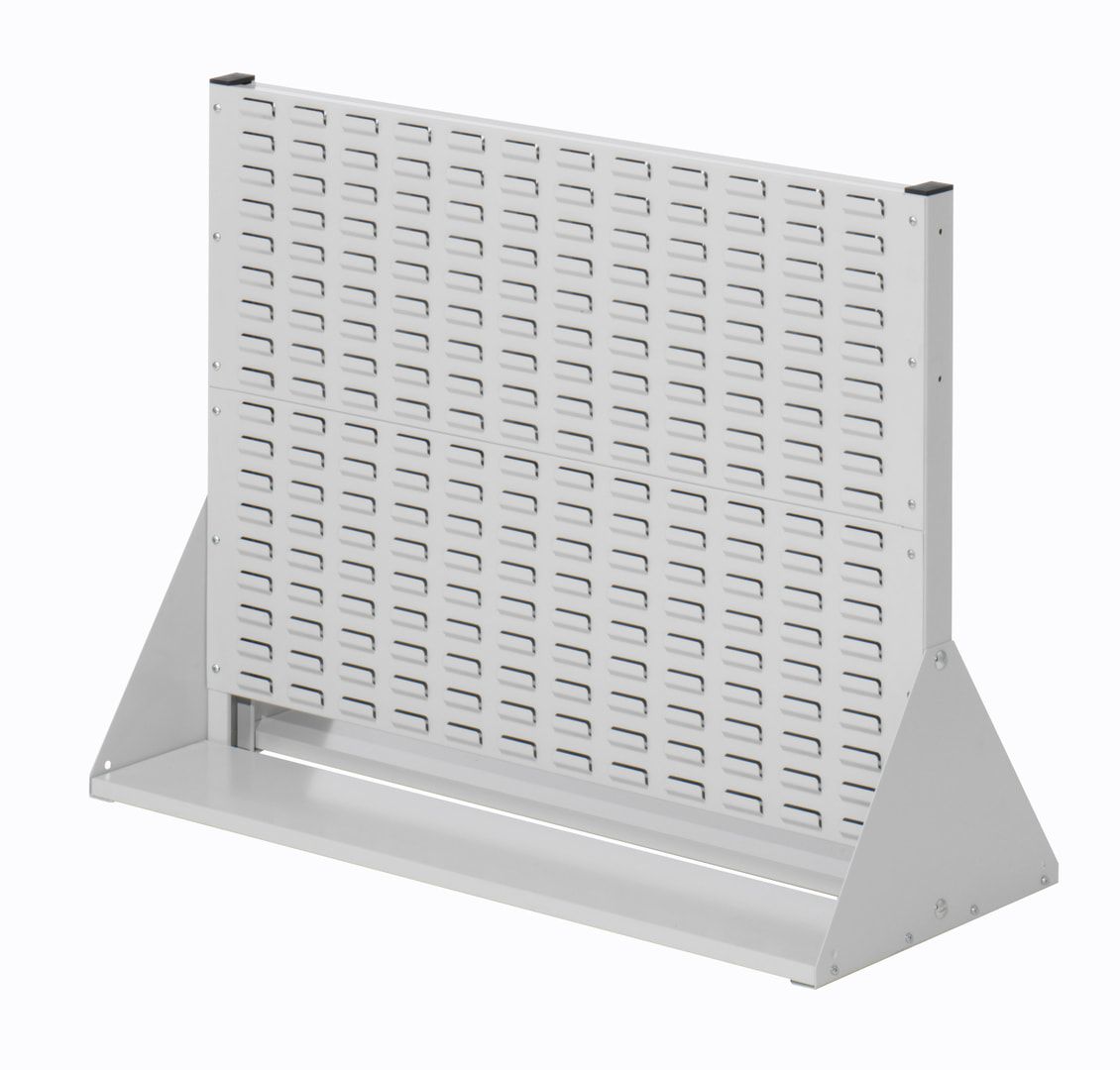 Stationäre Regalwand - Schlitzwand für Sichtlagerkästen - beidseitig - mit 104 Kästen bestückt - 760 x 1.000 x 430 mm (HxBxT)